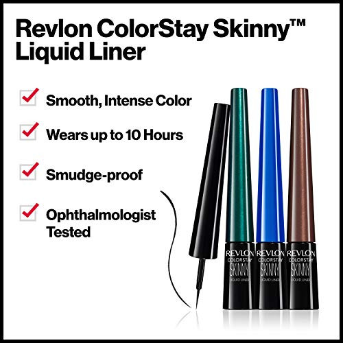 Revlon Skinny Liquid Eyeliner ColorStay Eye Makeup Waterproof Smudgeproof Longwearing with UltraFine Tip Black Out 008 o