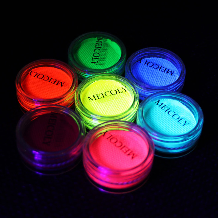 MEICOLY Water Activated Eyeliner UV Reactive Hydra Eyeliner7 Cakes Graphic Eye Liner for Adult and Kids Glow Blacklight