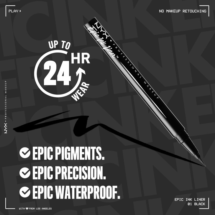 NYX PROFESSIONAL MAKEUP Epic Ink Liner Waterproof Liquid Eyeliner Black Pack Of 2 Vegan Formula