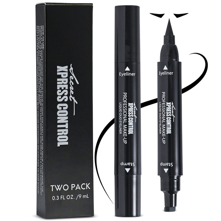 Secret Xpress Control Winged Eyeliner Stamp Waterproof Long Lasting Liquid Black Pen Cat Eye Matte Eye Makeup Black 2 Pa