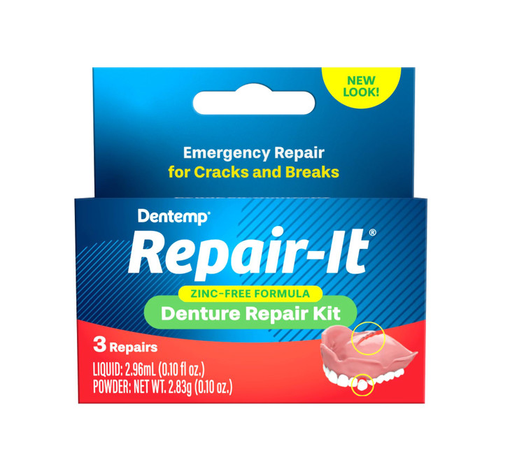Dentemp Repair Kit - Repair-It Advanced Formula Denture Repair Kit - Repairs Broken Dentures, Mends Cracks and Replace Loose Teeth online at globaldelivered