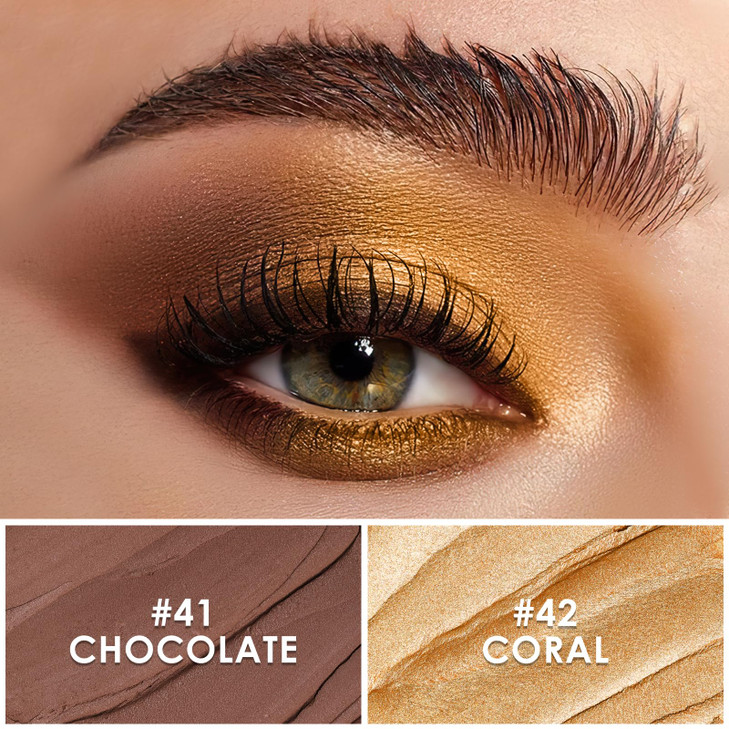 FOCALLURE 2 Pcs Cream Eyeshadow StickBrightener Eyeshadow Pencil CrayonHighlighter Eye Shadow Stick Sets with Creaseproo
