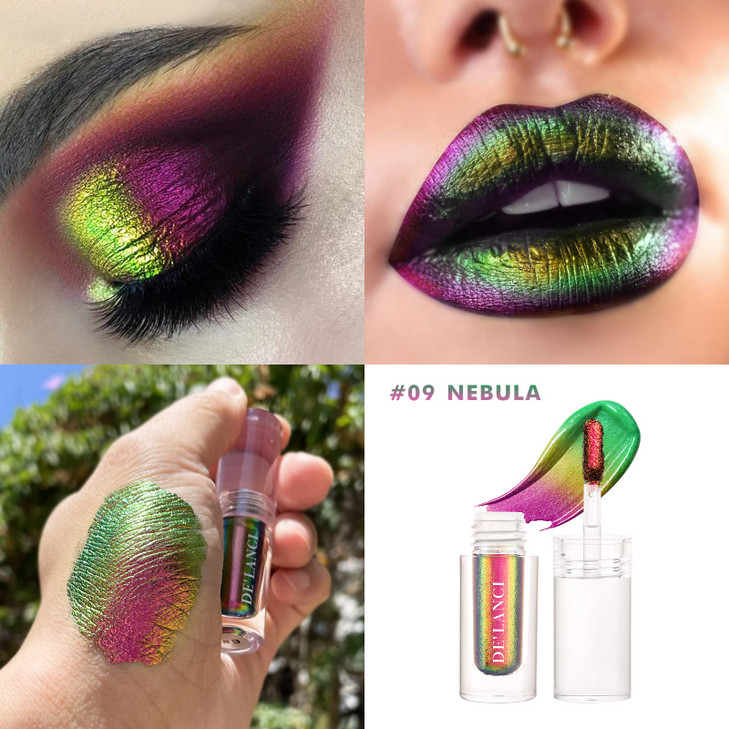 ecofavor Liquid Eyeshadow Glitter MultiChrome Shimmer Duochrome Liquid Eye ShadowHigh Pigmented Sparkling Waterproof Lon