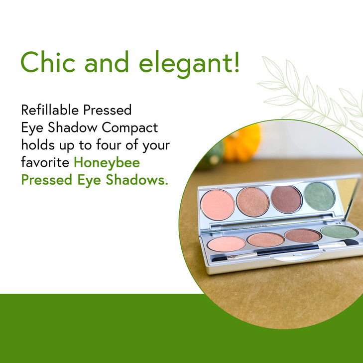 Honeybee Gardens Refillable Pressed Eye Shadow Quad Compact Holds Up To Four Eye Shadow Colors Fits 26mm or Smaller Pan