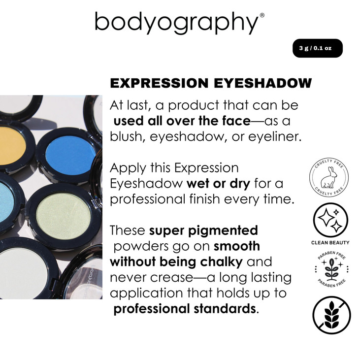 Bodyography Expressions Eye Shadow Twinkle Silver Satin MultiFunctional LongWearing Powder for Eyes Cheeks Brows Buildab