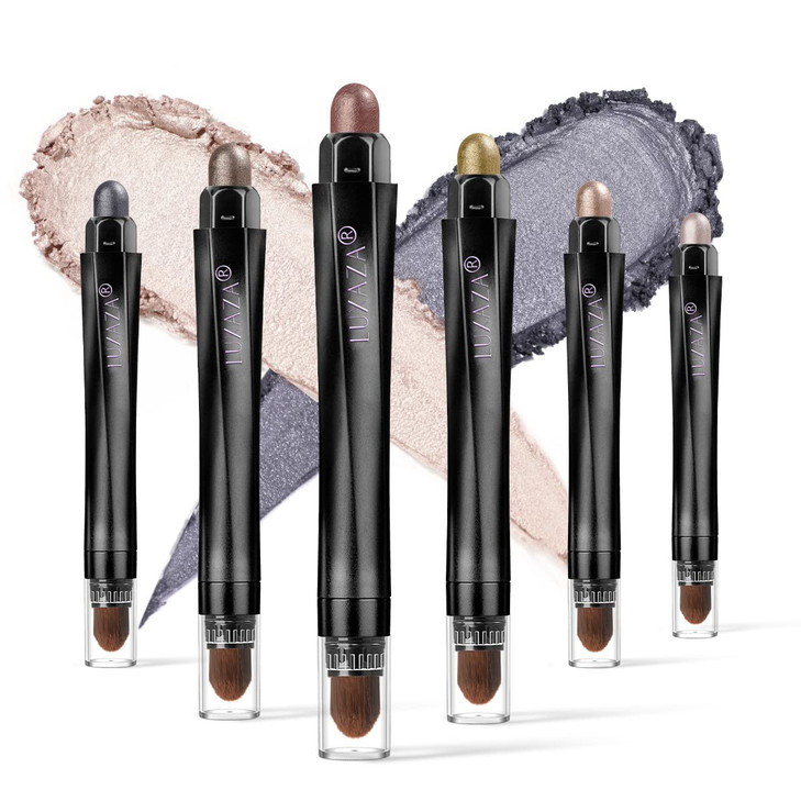 LUXAZA 6PCS Cream Eyeshadow Stick Makeup Sets Metallic And Matte Shimmer Eye Shadow Eye Brightener Stick Pencil Crayon A