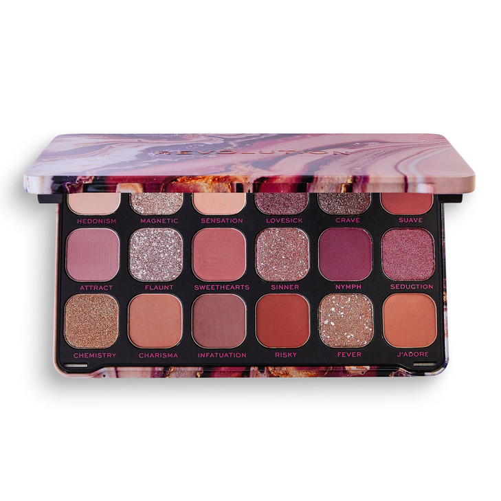 Revolution Beauty Forever Flawless Eyeshadow Palette 18 Pigmented Shades Nude Warm Pressed Powder Mattes Shimmers Glitte