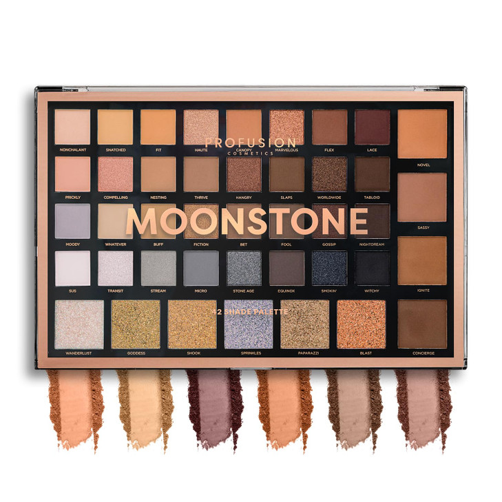 Profusion Cosmetics Moonstone 42 Shade Palette Matte Satin Shimmer Metallic Nude Smoky Eyeshadow Pallete Beauty Cosmetic
