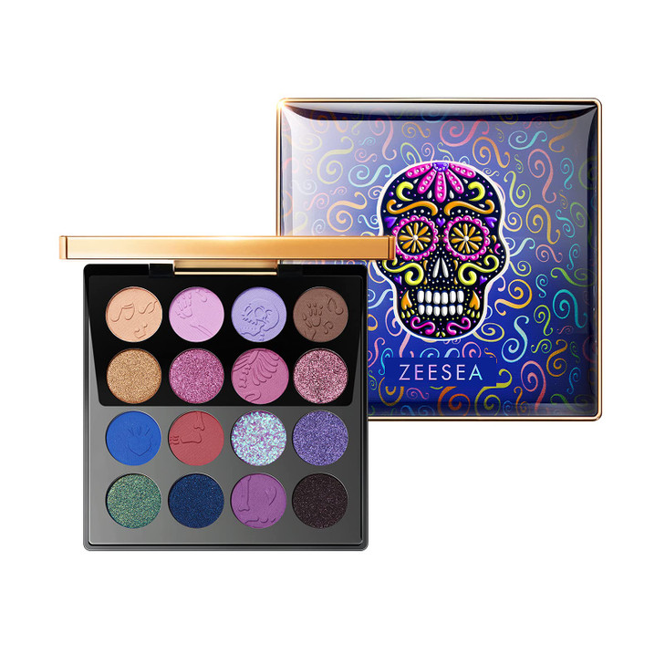zeesea The British Museum Egypt Collection Eyeshadow Shimmer Matte Glitter 16 Colors Eyeshadow Palette 09 Crystal Skull