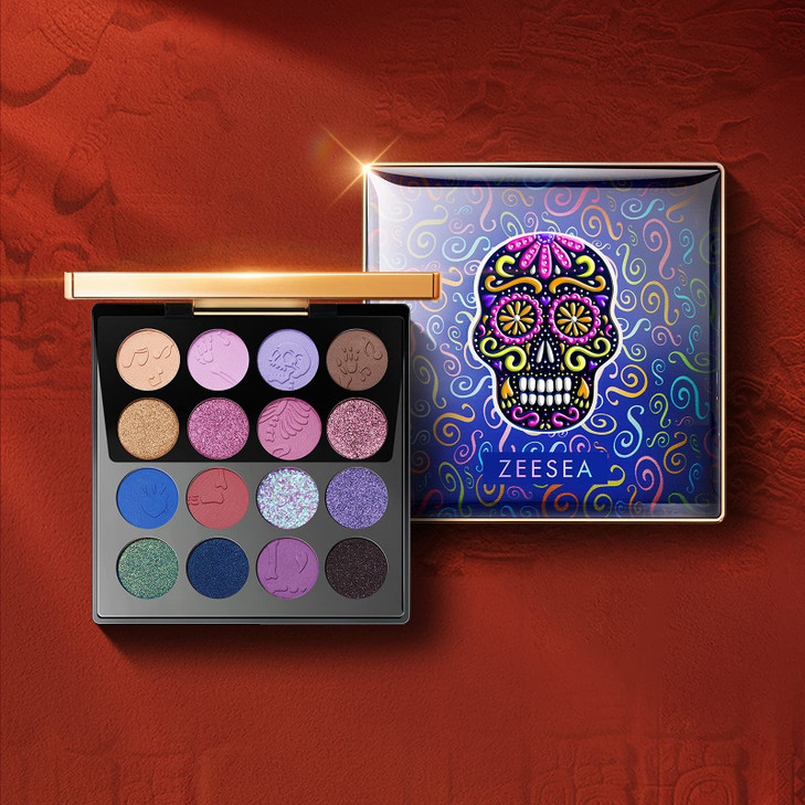 zeesea The British Museum Egypt Collection Eyeshadow Shimmer Matte Glitter 16 Colors Eyeshadow Palette 09 Crystal Skull