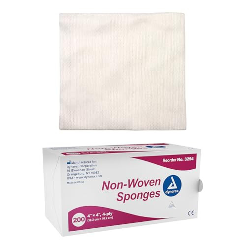 Dynarex Non-Woven Sponges, Non-Sterile, Gauze, for Cleansing, Prepping and Dressing, Highly-Absorbent, Less Linting, 4"x 4", 4 Ply, 1 Box of 200 Spon online at globaldelivered