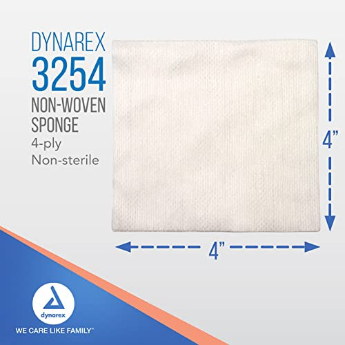 Dynarex Non-Woven Sponges, Non-Sterile, Gauze, for Cleansing, Prepping and Dressing, Highly-Absorbent, Less Linting, 4"x 4", 4 Ply, 1 Box of 200 Spon online at globaldelivered