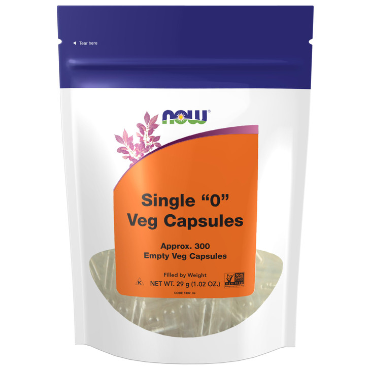 NOW Foods Supplements, Empty Vegetarian Capsules, Single "0", Filled by Weight, Non-GMO Project Verified, 300 Veg Capsules online at globaldelivered