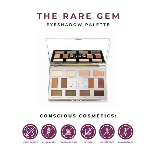 blinc Rare Gem Eyeshadow Palette LongLasting Creamy Blendable and Pigmented Matte Shimmer and Metallic Eyeshadows Gluten