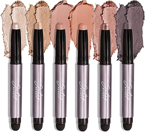 Julep CrmetoPowder Waterproof Eyeshadow Sticks Garden Party LongLasting CreaseProof 6 Piece Set with Builtin Smudger