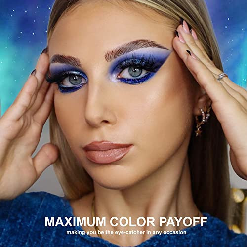 Afflano Duo Chrome Glitter Blue Eyeshadow Intense Color Shifting Metallic Chameleon Eyeshadow Blue Highly Pigmented Mult