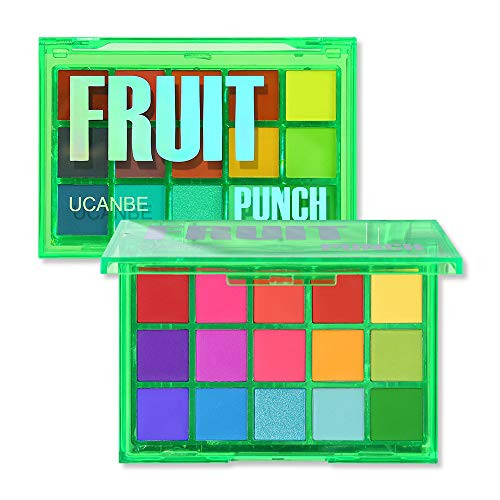 UCANBE Bright Colorful Neon Rainbow Makeup Eyeshadow Palette 15 Shades Green Purple Yellow Make Up Pallets Kit Vibrant S
