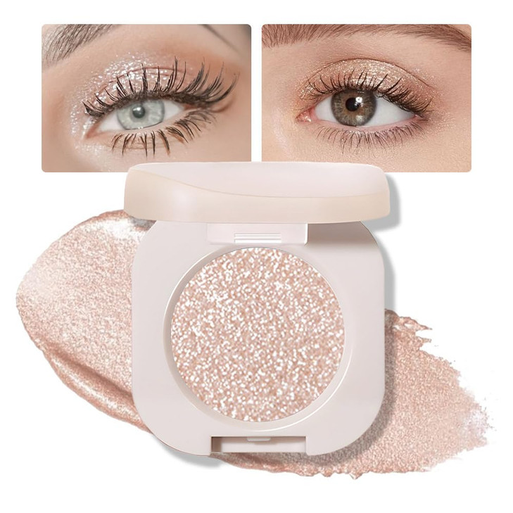 FeiCuiYun Glitter Shimmer Sparkle Eye Shadow Palette Makeup for Older Women Pearl White Silver Glitter Shimmer Metallic