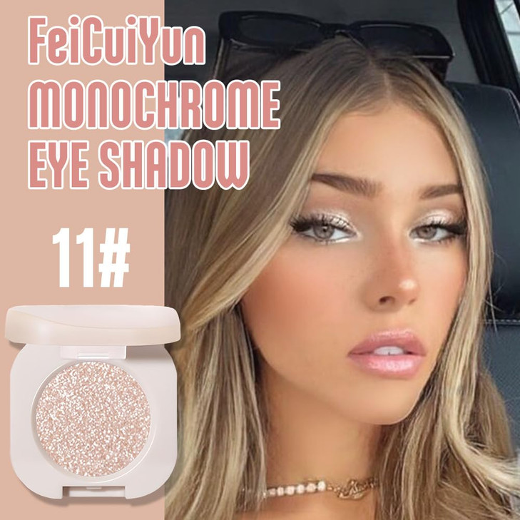 FeiCuiYun Glitter Shimmer Sparkle Eye Shadow Palette Makeup for Older Women Pearl White Silver Glitter Shimmer Metallic