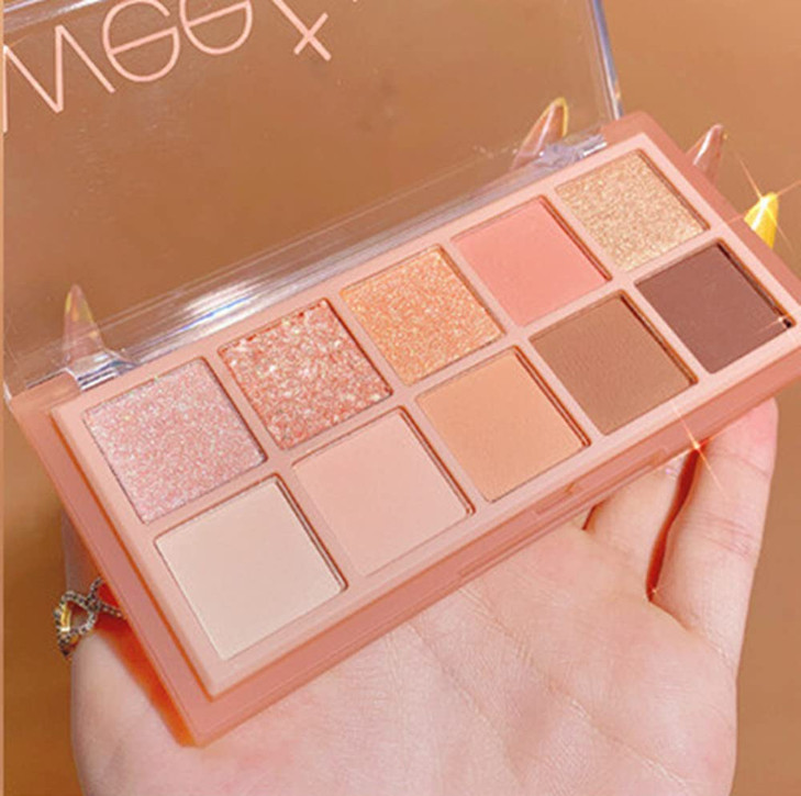 Go Ho 10 Colors Eyeshadow PaletteMatteGlitterShimmer Eyeshadow Korean MakeupLong Lasting Blendable ShadesNaturingLooking