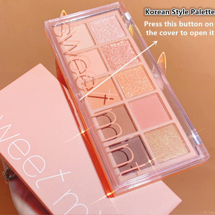 Go Ho 10 Colors Eyeshadow PaletteMatteGlitterShimmer Eyeshadow Korean MakeupLong Lasting Blendable ShadesNaturingLooking