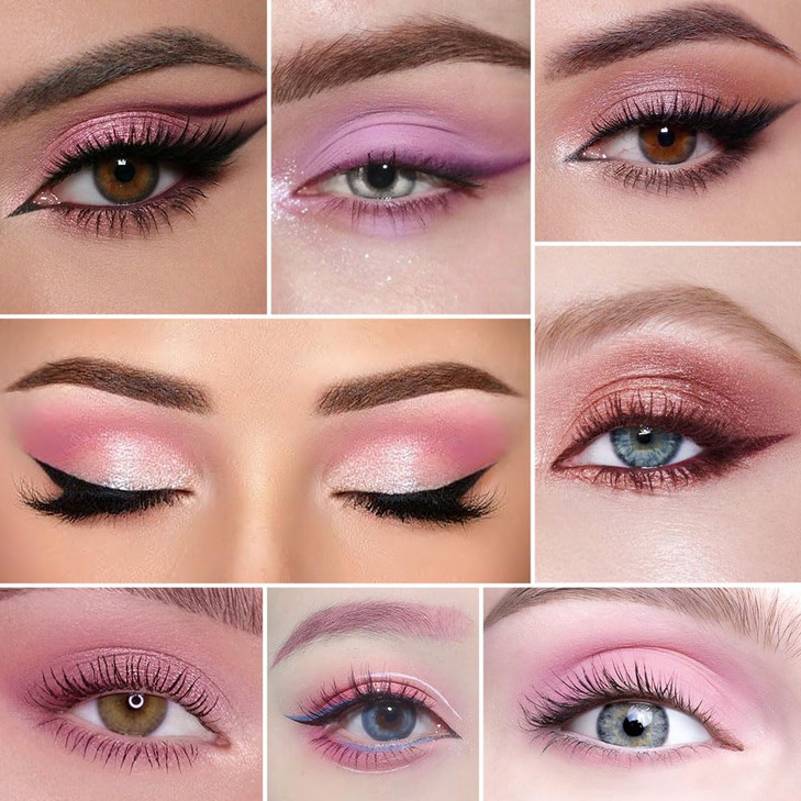 AMYS DIARY Pink Shimmer Eye Shadow Makeup Palette 9 Colors Highly Pigmented Matte Glitter Shimmer Pearl Waterproof Party