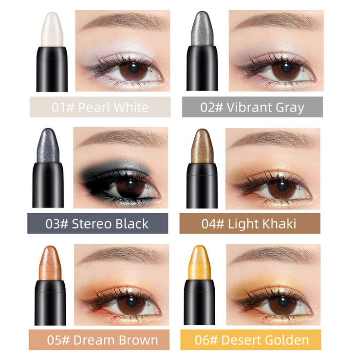 LSxia 15 Colors Glitter Eyeshadow Stick Colorful Set Shimmer Pearl Cream Eye Shadow Stick Pencil Crayon Shiny Colored Lo