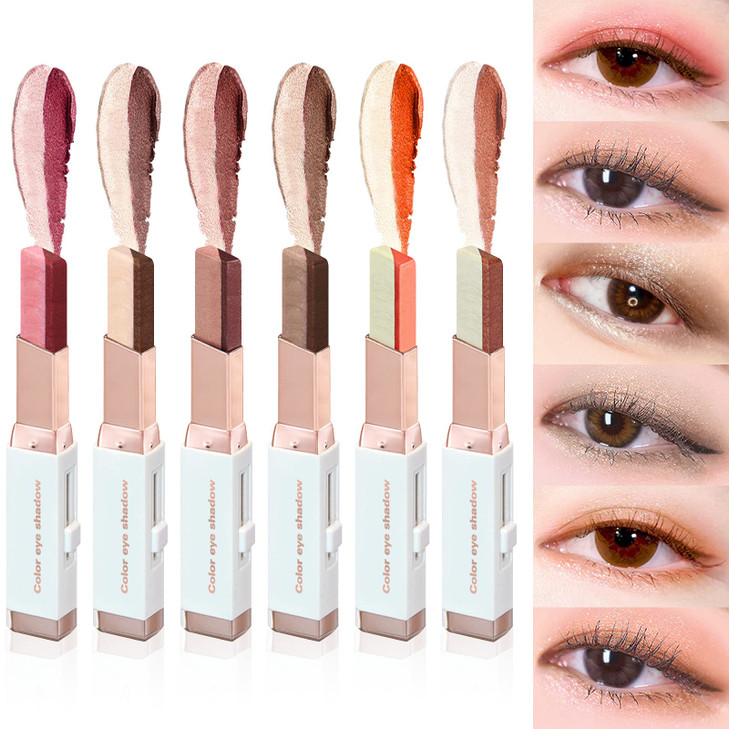 LOKFAR 12 Colors Glitter Eyeshadow Stick Set TwoTone Shimmer Gradient Shadow Duo Chrome Metallic Eyeshadow Stick Waterpr