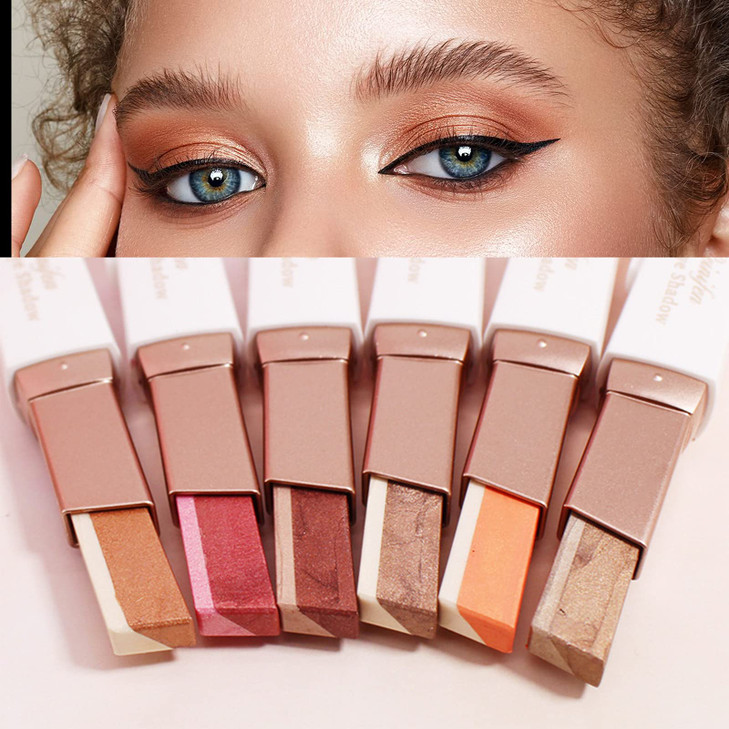 LOKFAR 12 Colors Glitter Eyeshadow Stick Set TwoTone Shimmer Gradient Shadow Duo Chrome Metallic Eyeshadow Stick Waterpr