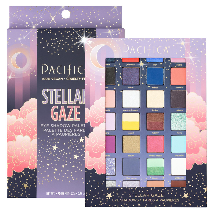 Pacifica Stellar Gaze Eye Shadow Palette 28 Shades Mineral Eye Shadow Face Makeup Blendable Pigmented Dreamy Pastels Neu