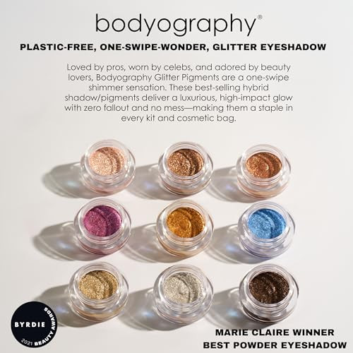 Bodyography Glitter Pigment Eye Shadow Long Wear Shimmer Eyeshadow Vegan Talc Paraben Free Cream Powder Formula Prism Gr