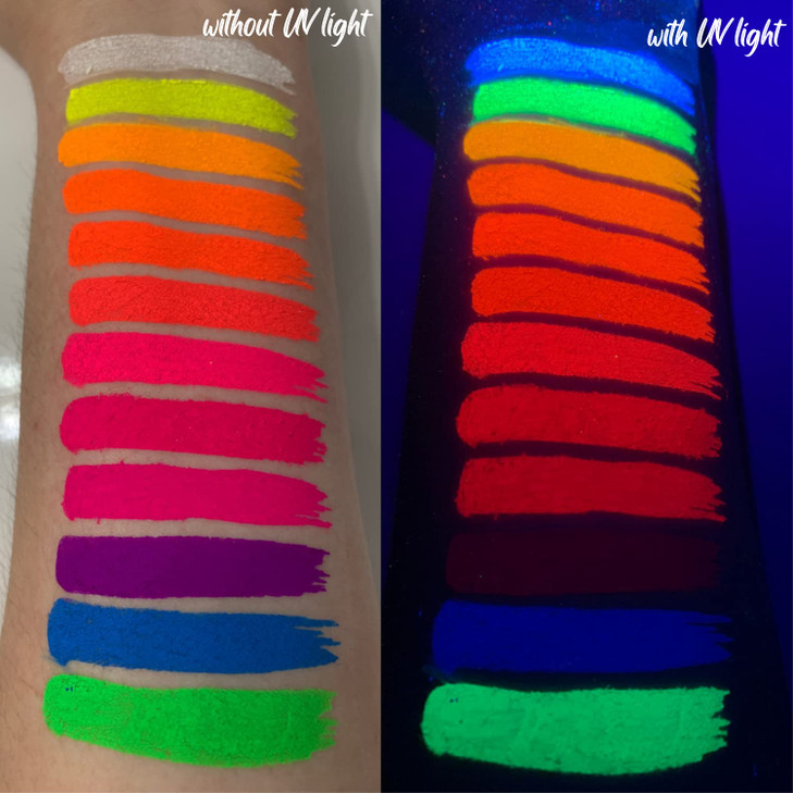 Neon Face Body Nails Paint Pigment Powder Kit 12 UV Blacklight Reactive Colors Set