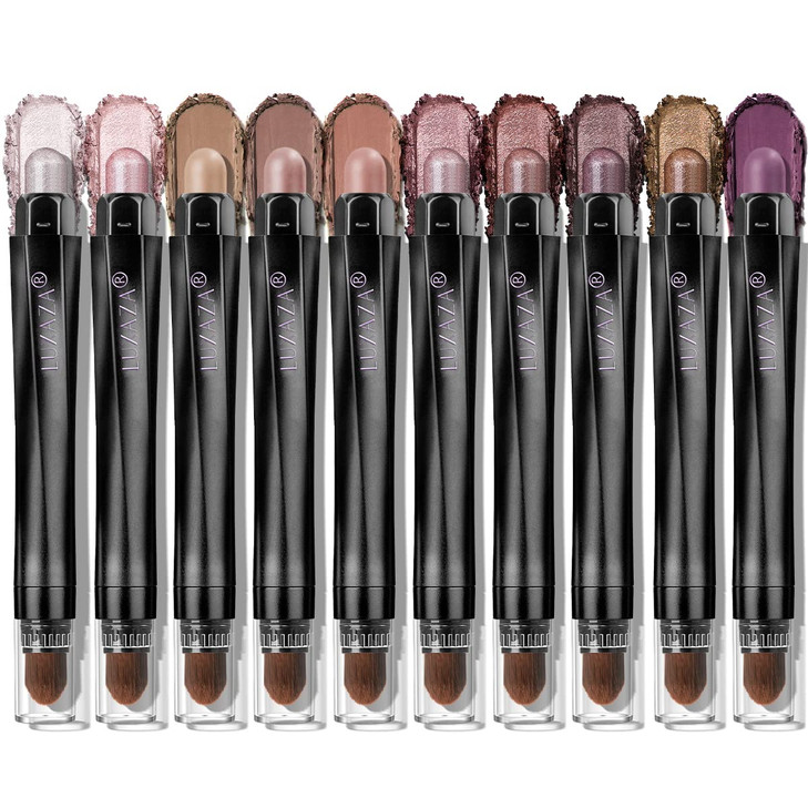LUXAZA 10PCS Eyeshadow Stick Set Shimmer And Neutral Brown Metallic Eye Shadow sticksCream Eyeshadow Pencil Crayon with