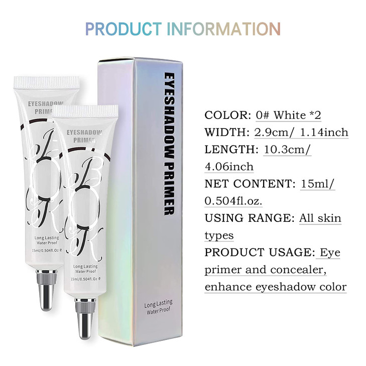 LOKFAR 2 Pack Matte Eyeshadow Primer for Oily Lids White Eyeshadow No Crease Eye Primer Makeup Eyeshadow Base Waterproof