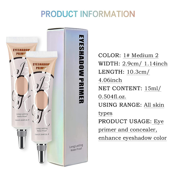 LOKFAR 2 Pack Matte Eyeshadow Primer for Oily Lids Medium Eyeshadow No Crease Eye Primer Makeup Eyeshadow Base Waterproo