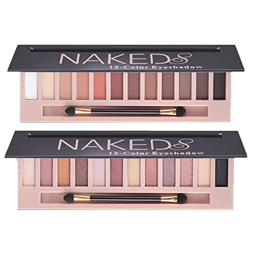 BestLand 2 Pack 12 Colors Makeup Nude Colors Eyeshadow Palette Natural Nude Matte Shimmer Glitter Pigment Eye Shadow Pal