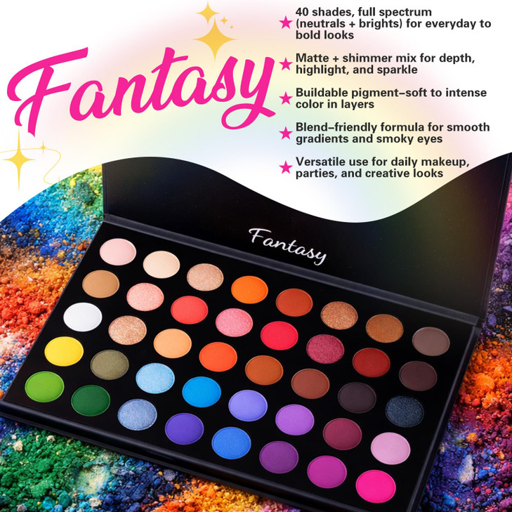 CHARMCODE 40 Colors High Pigmented Shimmer Matte Eyeshadow Makeup Palette Full Spectrum Artist Glitter Metallic Waterpro