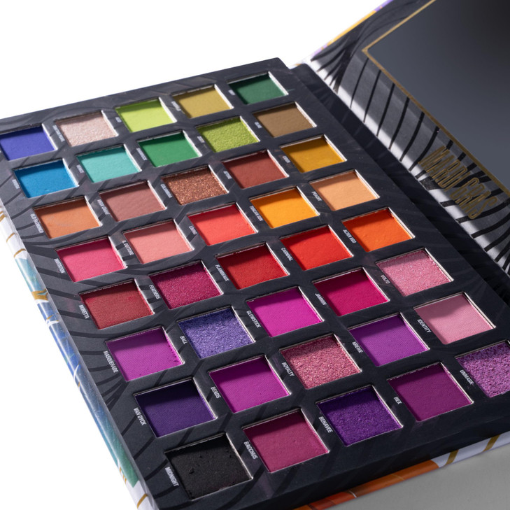 W7 Mardi Gras Pressed Pigment Palette 40 High Impact Party Colors Flawless LongLasting Bold Makeup