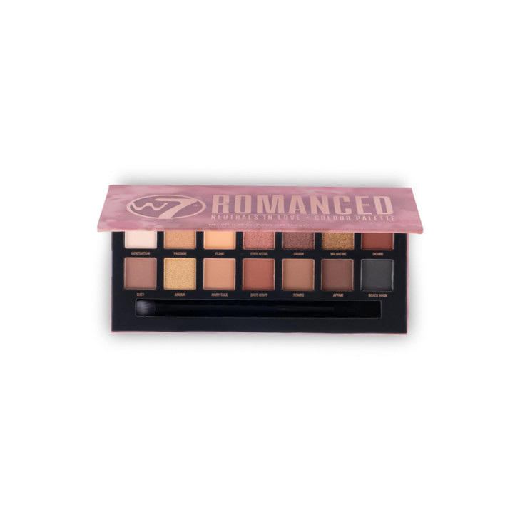 W7 Romanced Eyeshadow Palette 12 Natural Pink Nude Colors Flawless LongLasting Makeup