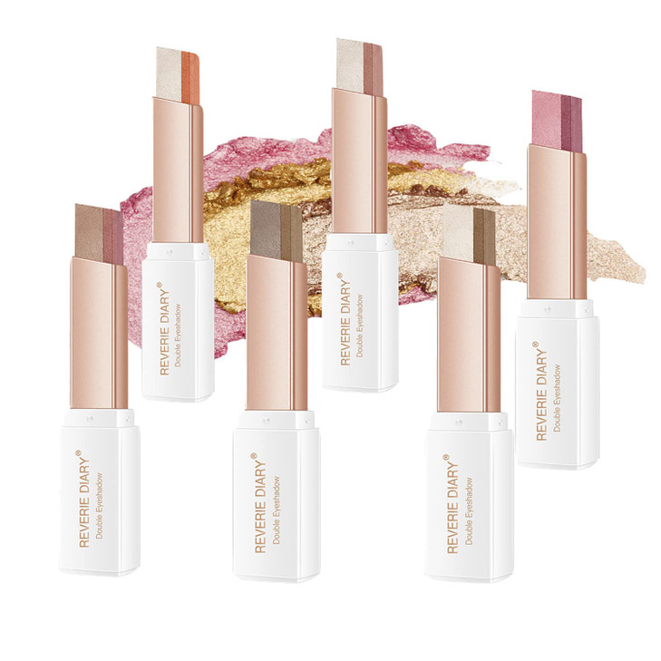 ALNGFUIK 12 Colors Glitter Eyeshadow StickDouble Colors Shimmer Eye Shadow Stick Gradient Eye Makeup