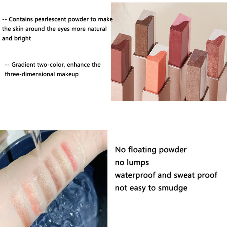 ALNGFUIK 12 Colors Glitter Eyeshadow StickDouble Colors Shimmer Eye Shadow Stick Gradient Eye Makeup
