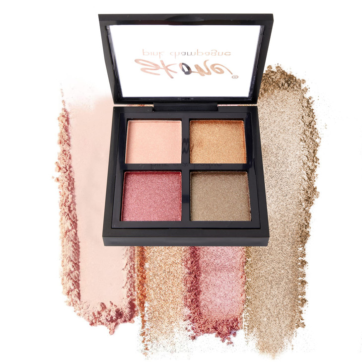 Skone Pink Champagne Eyeshadow Quad Smokey Eye Makeup Shimmery Shades of Champagne Powder Form Female Targeted 20g