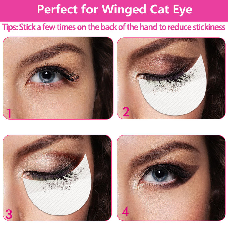 TailaiMei 300 Pcs Eyeshadow Shields Eyeshadow Stencil for Prevent Makeup Residue Lint Free Gel Pad for Eyeliner Eyelash