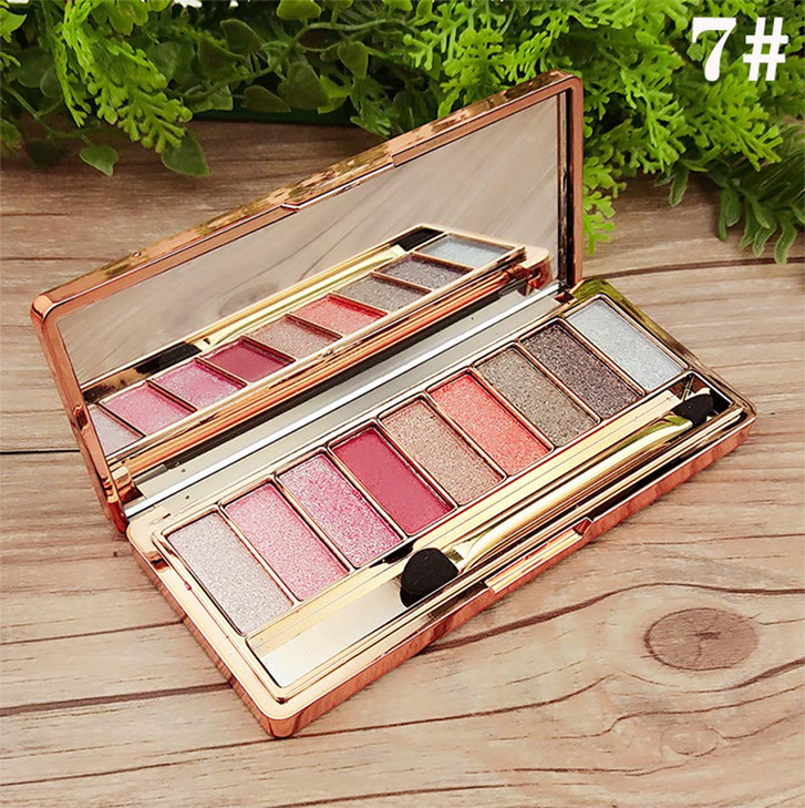 DISAAR Beauty 9 Colors Glitter Eyeshadow Eye Shadow Palette Makeup Cosmetic Brush Set NEW 07