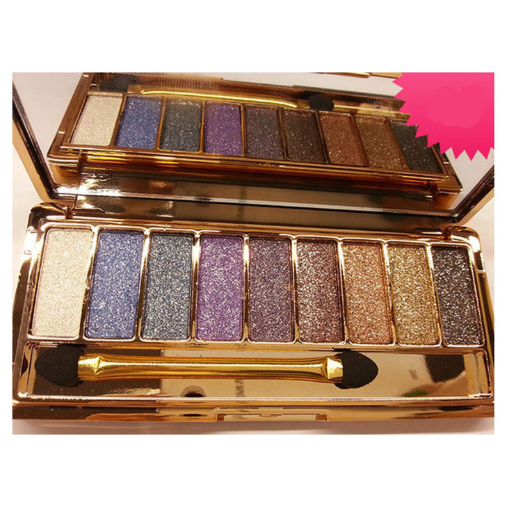 DISAAR BEAUTY 9 Colors Glitter Eyeshadow Eye Shadow Palette Makeup Cosmetic Brush Set NEW 04