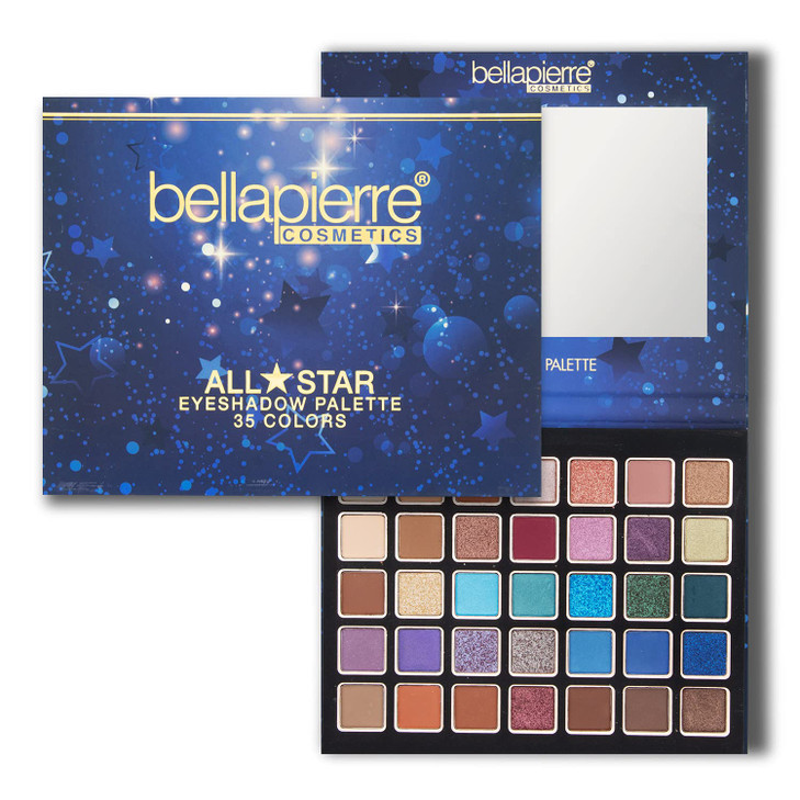 bellapierre AllStars Eyeshadow Palette 35 Shades in Matte Satin Shimmer Foil Finishes NonToxic Paraben Free Vegan Cruelt