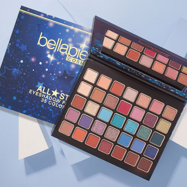 bellapierre AllStars Eyeshadow Palette 35 Shades in Matte Satin Shimmer Foil Finishes NonToxic Paraben Free Vegan Cruelt