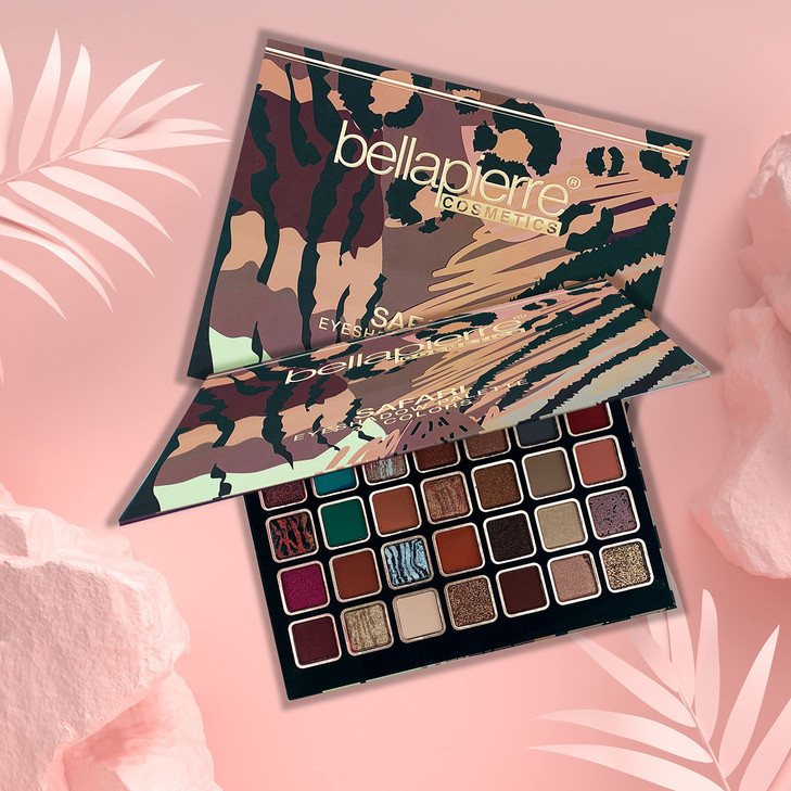 bellapierre Safari Eyeshadow Palette 35 Shades in Matte Satin Shimmer Foil Finishes NonToxic Paraben Free Vegan Cruelty