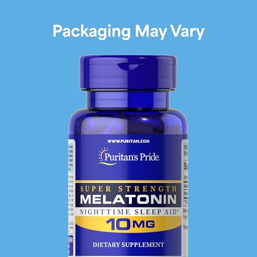 Puritan's Pride Premium Super Strength Melatonin 10mg Sleep Aid, Dietary Supplement for Sound, Restful, and Longer Sleep Support, 4 Month Supply, 120