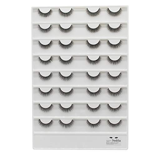 Dedila Large Tray Short Eyelashes Daily Natural Makeup Reusable 3D Mink Fake False Eyelashes 16Pairs Soft and Light Volu